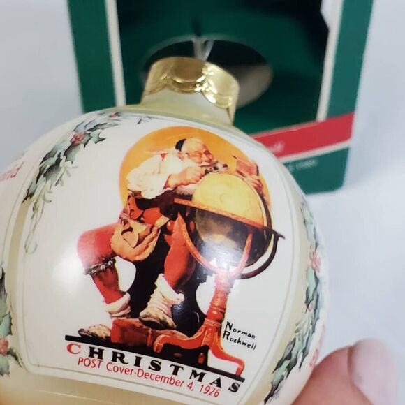 Hallmark Keepsake Ornament 1989 Norman Rockwell Santa Globe – Saturday Evening P - Picture 5 of 7